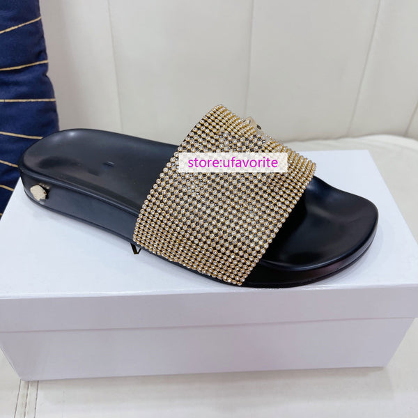 men women relief&rhinestone flats slippers fashion shoes 35-46 high quality 2022new