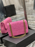 24*15.5*6.5cm pink tweed chain crossbody bag shoulder bag women top quality 2022 new