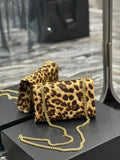 top quality 20*13.5*5.5cm Leopard print chain crossbody bag women brown
