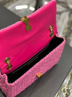 24*15.5*6.5cm pink tweed chain crossbody bag shoulder bag women top quality 2022 new