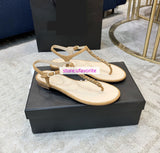 1cm Suede leather flats sandals chain fashion Flip flops shoes women 2022new 35-41
